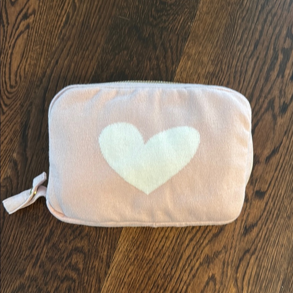 Pink Heart Pouch with baby blanket inside great baby girl gift. Brand new